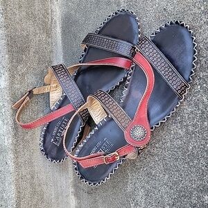 Spring step L'artiste Dreamer Leather Heeled black red Sandals Womens Euro 42